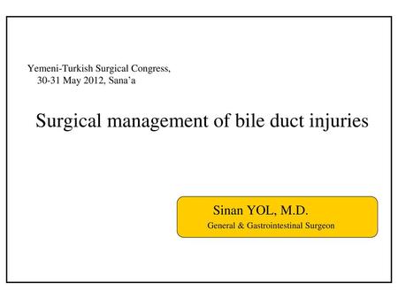 Yemeni-Turkish Surgical Congress, May 2012, Sana’a