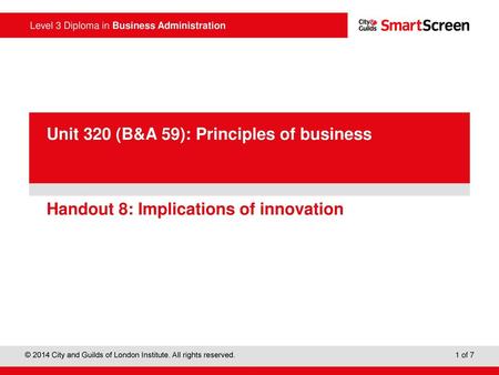 Handout 8: Implications of innovation