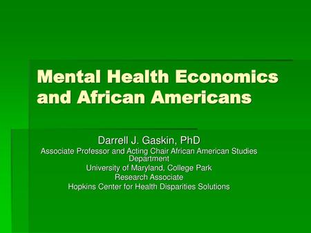 Mental Health Economics and African Americans