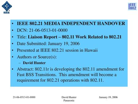 IEEE MEDIA INDEPENDENT HANDOVER