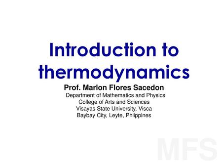 Introduction to thermodynamics