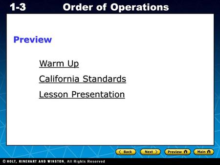 Preview Warm Up California Standards Lesson Presentation.