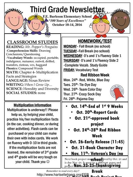 F.E. Burleson Elementary School Multiplication Information