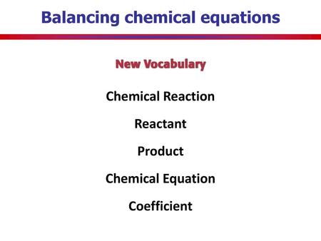 Balancing chemical equations