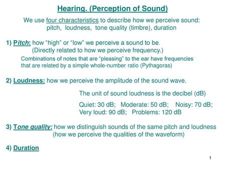 Hearing. (Perception of Sound)