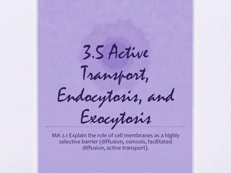 3.5 Active Transport, Endocytosis, and Exocytosis