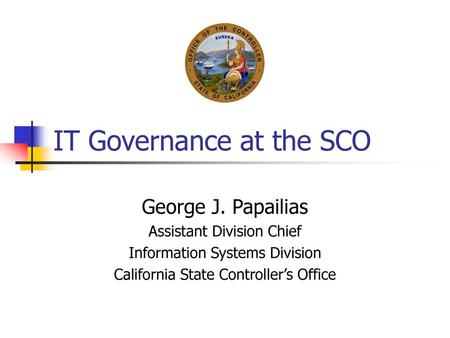 IT Governance at the SCO