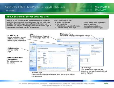 About SharePoint Server 2007 My Sites