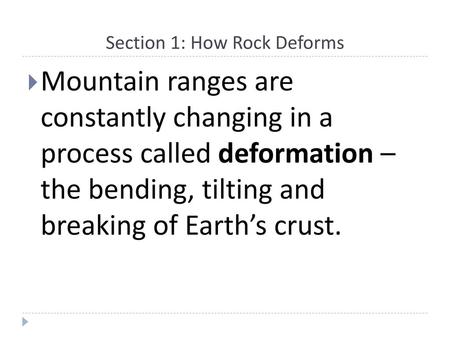 Section 1: How Rock Deforms