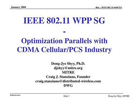 Jan 2004 doc.: IEEE /xxxr0 January 2004 IEEE WPP SG -