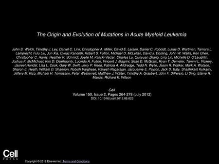 The Origin and Evolution of Mutations in Acute Myeloid Leukemia