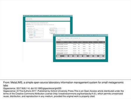 Figure 3: MetaLIMS sample input.