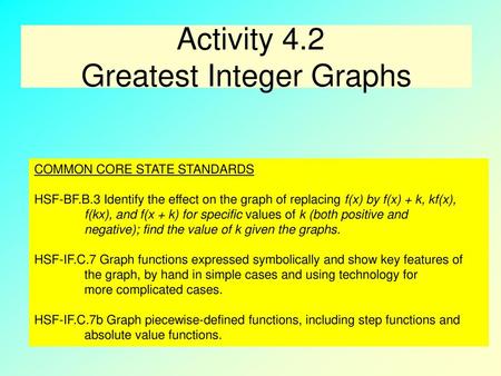 Activity 4.2 Greatest Integer Graphs