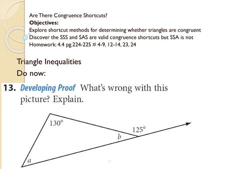 Triangle Inequalities Do now: