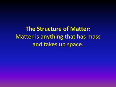 The Particle Theory of Matter