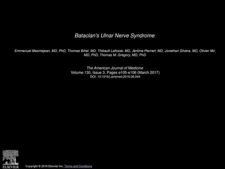 Bataclan's Ulnar Nerve Syndrome