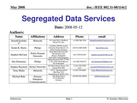 Segregated Data Services