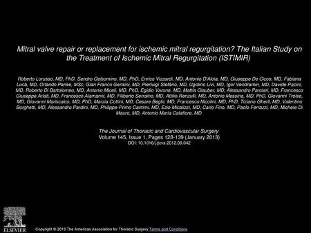 Mitral valve repair or replacement for ischemic mitral regurgitation