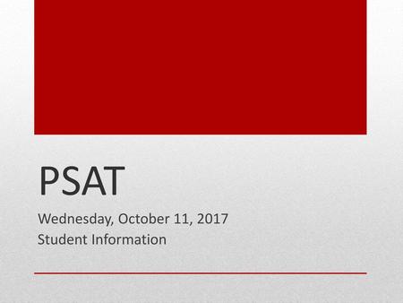 Wednesday, October 11, 2017 Student Information