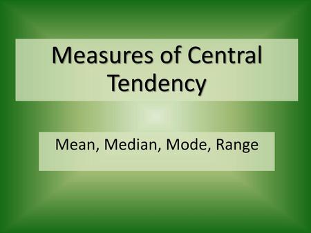 Measures of Central Tendency