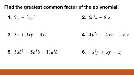 4.4 Notes: Factoring Polynomials