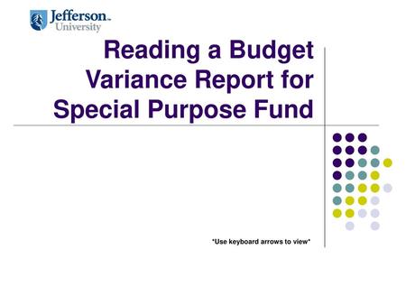 Reading a Budget Variance Report for Special Purpose Fund