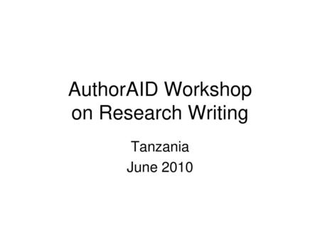 AuthorAID Workshop on Research Writing