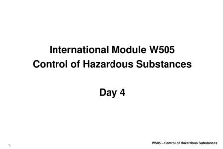 International Module W505 Control of Hazardous Substances