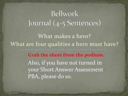 Bellwork Journal (4-5 Sentences)