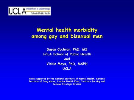 Mental health morbidity among gay and bisexual men