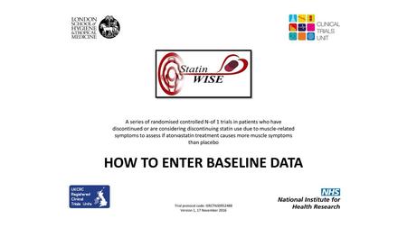 HOW TO ENTER BASELINE DATA