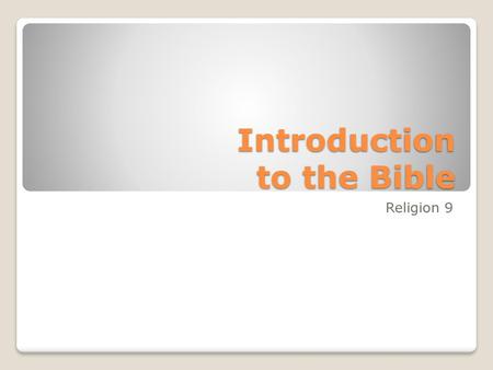 Introduction to the Bible