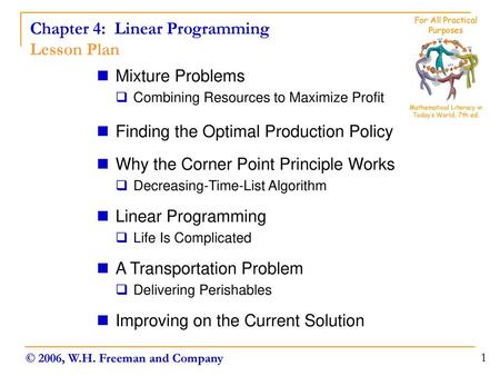 Chapter 4: Linear Programming Lesson Plan