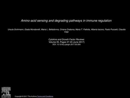 Amino-acid sensing and degrading pathways in immune regulation