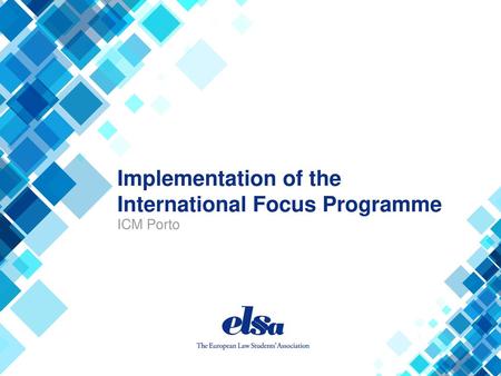 Implementation of the International Focus Programme