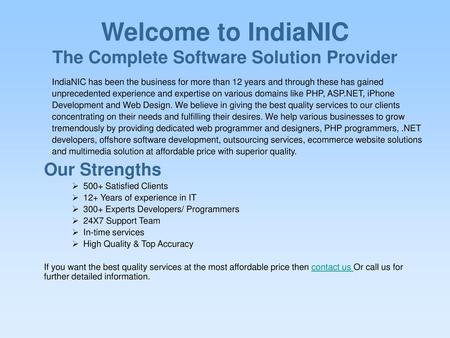 Welcome to IndiaNIC The Complete Software Solution Provider