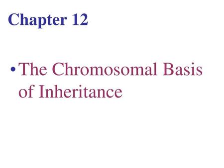 The Chromosomal Basis of Inheritance