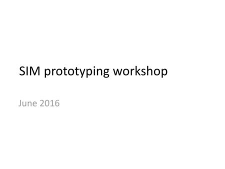 SIM prototyping workshop