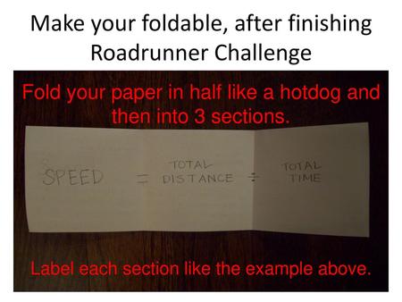 Make your foldable, after finishing Roadrunner Challenge