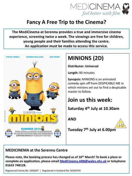 MINIONS (2D) Join us this week: Fancy A Free Trip to the Cinema?