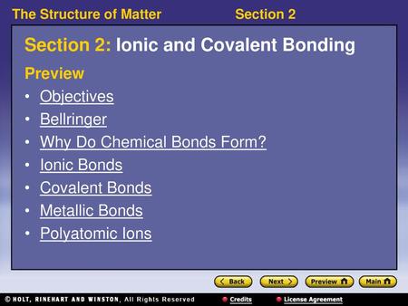 Section 2: Ionic and Covalent Bonding