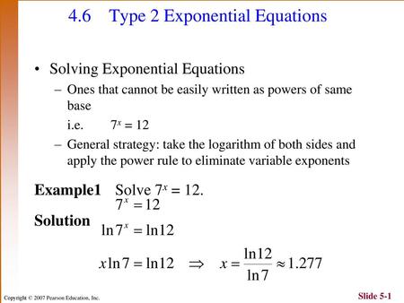 4.6 Type 2 Exponential Equations