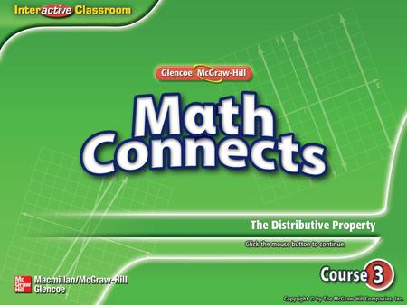 Main Idea and New Vocabulary Key Concept: Distributive Property