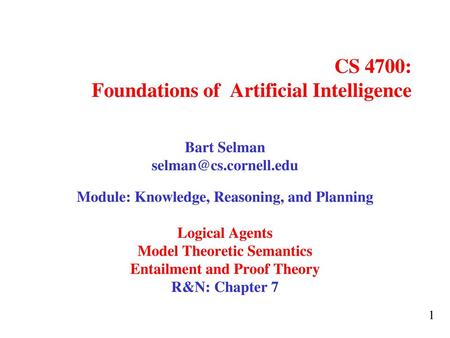 CS 4700: Foundations of Artificial Intelligence