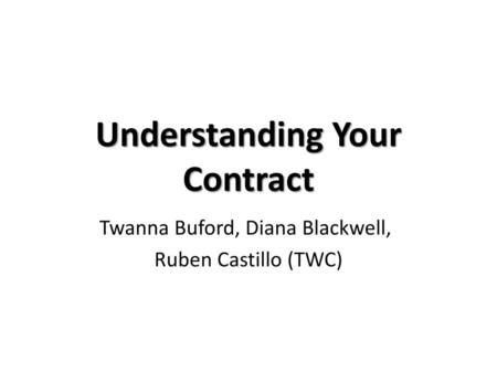 Understanding Your Contract