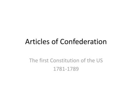 Articles of Confederation