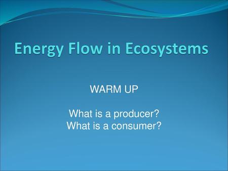 Energy Flow in Ecosystems