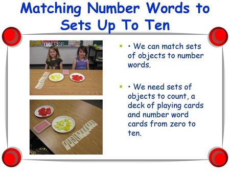 Matching Number Words to Sets Up To Ten