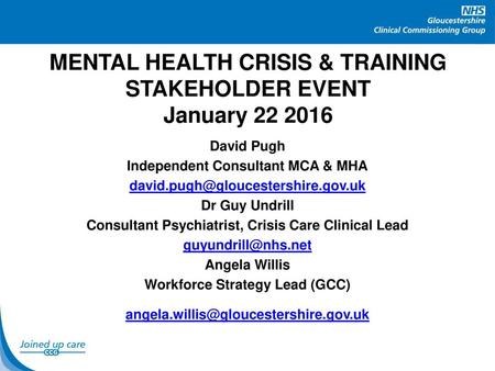 MENTAL HEALTH CRISIS & TRAINING STAKEHOLDER EVENT January