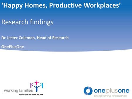 ‘Happy Homes, Productive Workplaces’ Research findings